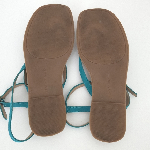 Lucky Brand Teal Blue Suede Bylee Strappy Thong Sandals - Picture 5 of 7